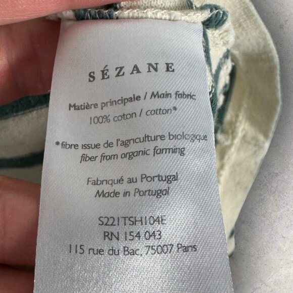 Sezane Gael Marinere Top Striped Henley Size Small French Nautical Stripe Ruffle - Picture 9 of 15